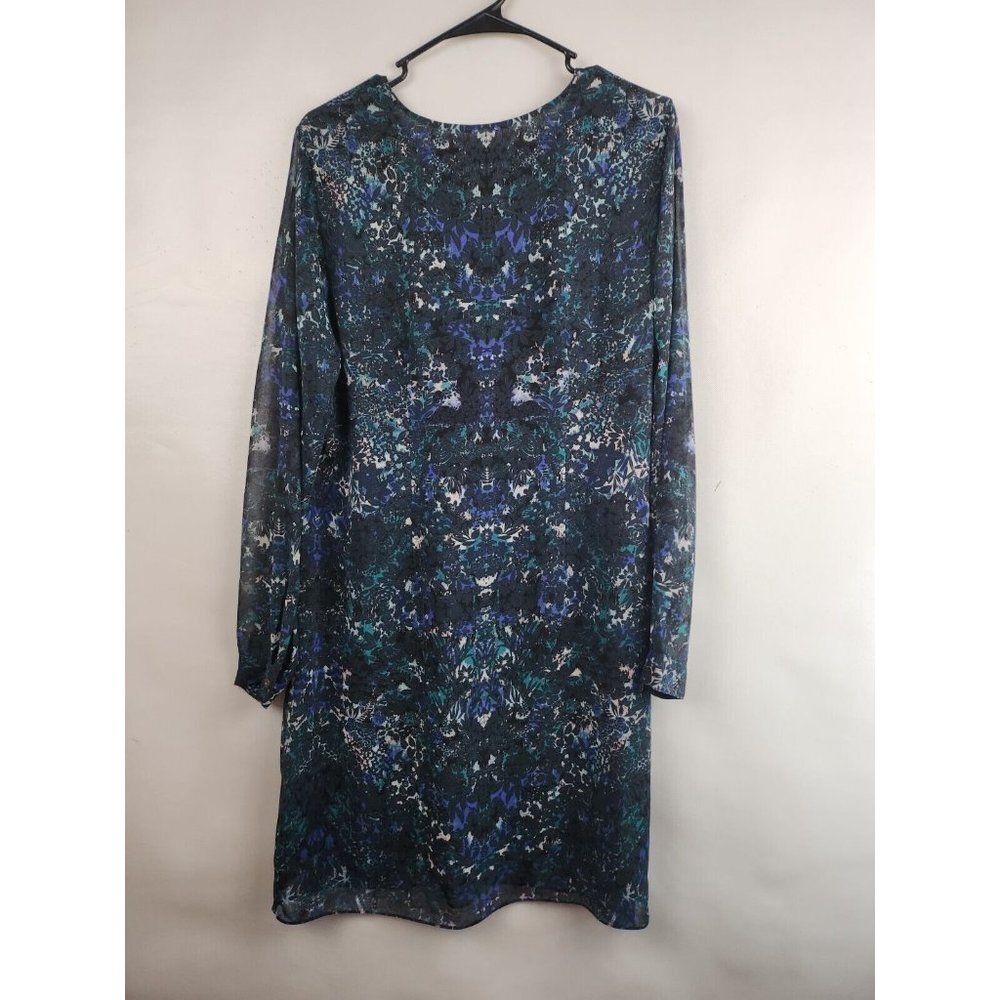 Cabi Blue Printed Chiffon Lace Up Neck #3339 Noel Eternity Dress Medium - Picture 7 of 9